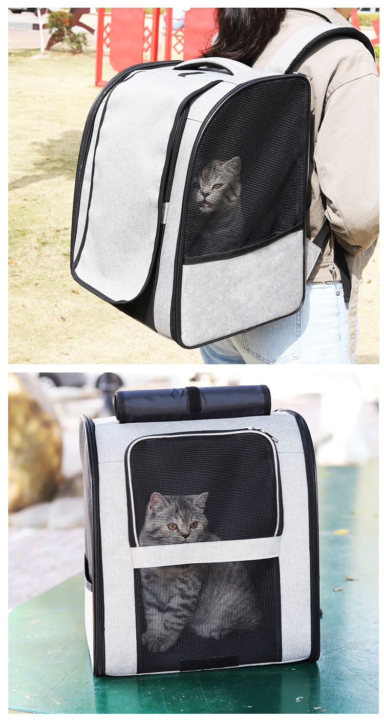 Bolsa para gatos plegable de lona portátil y transpirable de dos capas