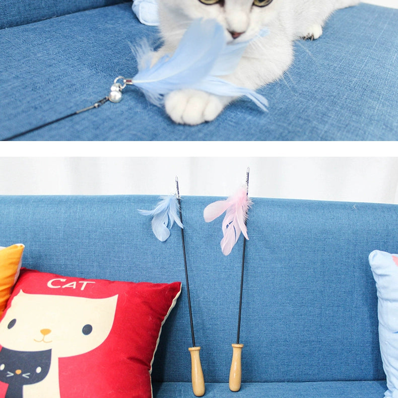 Long Brush Holder with Bell Replacement Head Retractable Cat Toy