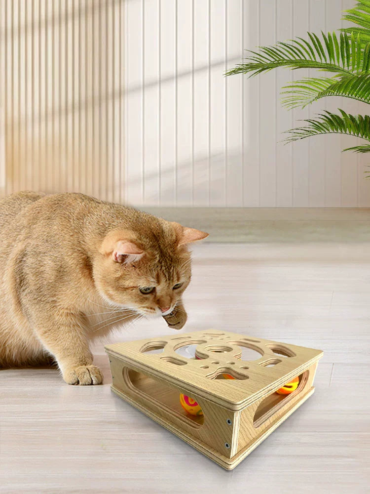 Maze Box Solid Wood Self-Hi Puzzle Game Cat Toy