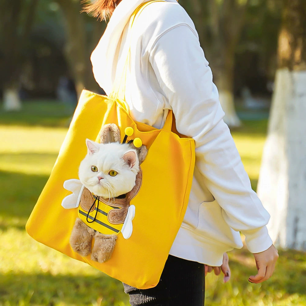 Cat Outing Carry Bag Cat Bag Cat Canvas Satchel Shoulder Bag Cat Bag Exposed Cat Dog out Handy Gadget