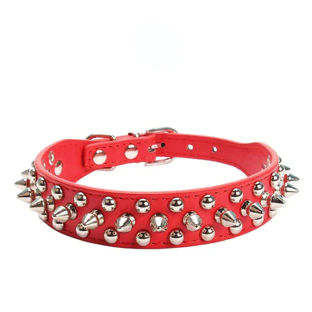 Collier en cuir clouté à pointes pour chien et chat - Réglable - Petit et grand gabarit