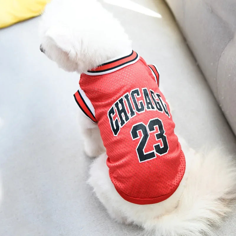 Mesh Breathable Dog Clothes Schnauzer Teddy Sport Large Dog Jersey Basketball Clothing Puppy T-Shirts Summer Pet Cat Shirts