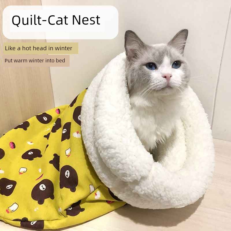 Tunnel Cathouse Doghouse Winter Heattech Closed Cat Bed Pet Supplies Kitten Pet Bed Cat Pad Cat Sleeping Bag