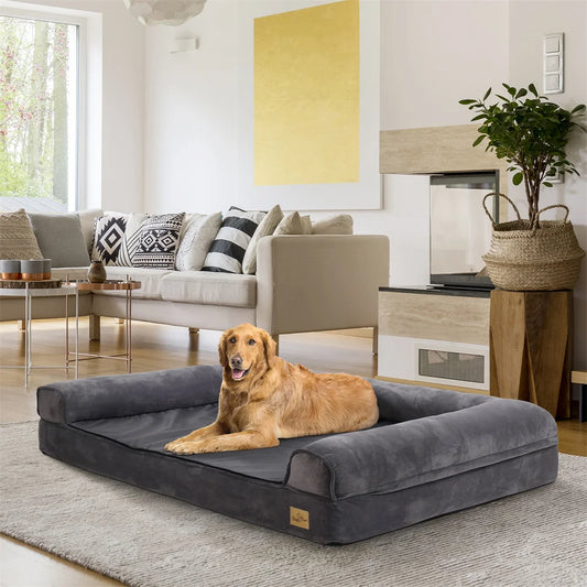 XXXL Large Calming Dog Bed Orthopedic Memory Foam Sofa Couch Waterproof Removable Cover Plush Mat for Small Medium Large Dogs