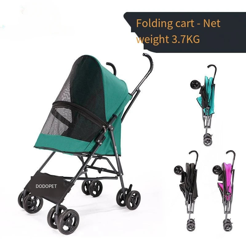 Lightweight Foldable Pet Cart Dog Cat Cart Teddy Outdoor Cart No Installation Fast Collection Portable Pet Strollers