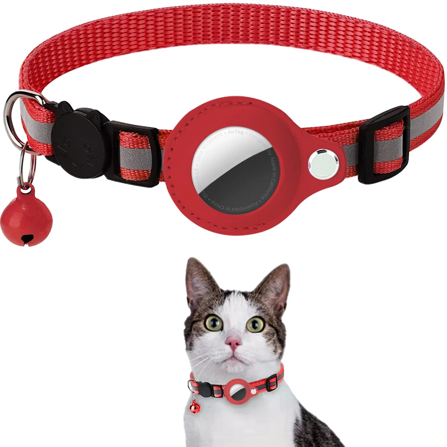 Porte-étiquette d'air pour chat, collier à bandes réfléchissantes détachables, collier réglable pour chaton, collier étanche pour chat, étui pour étiquette d'air pour animaux de compagnie