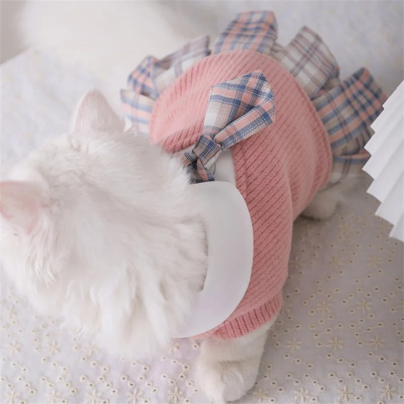 Winter Knitted Pet Clothes Couple Dog Dress for Dogs Skirt Autumn Dresses Yorkshire Clothes for Dog Chihuahua Pet Cat Dress