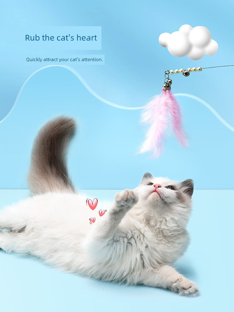 Relieving Boredom Handy Gadget Long Brush Holder Bell Badminton Cat Teaser