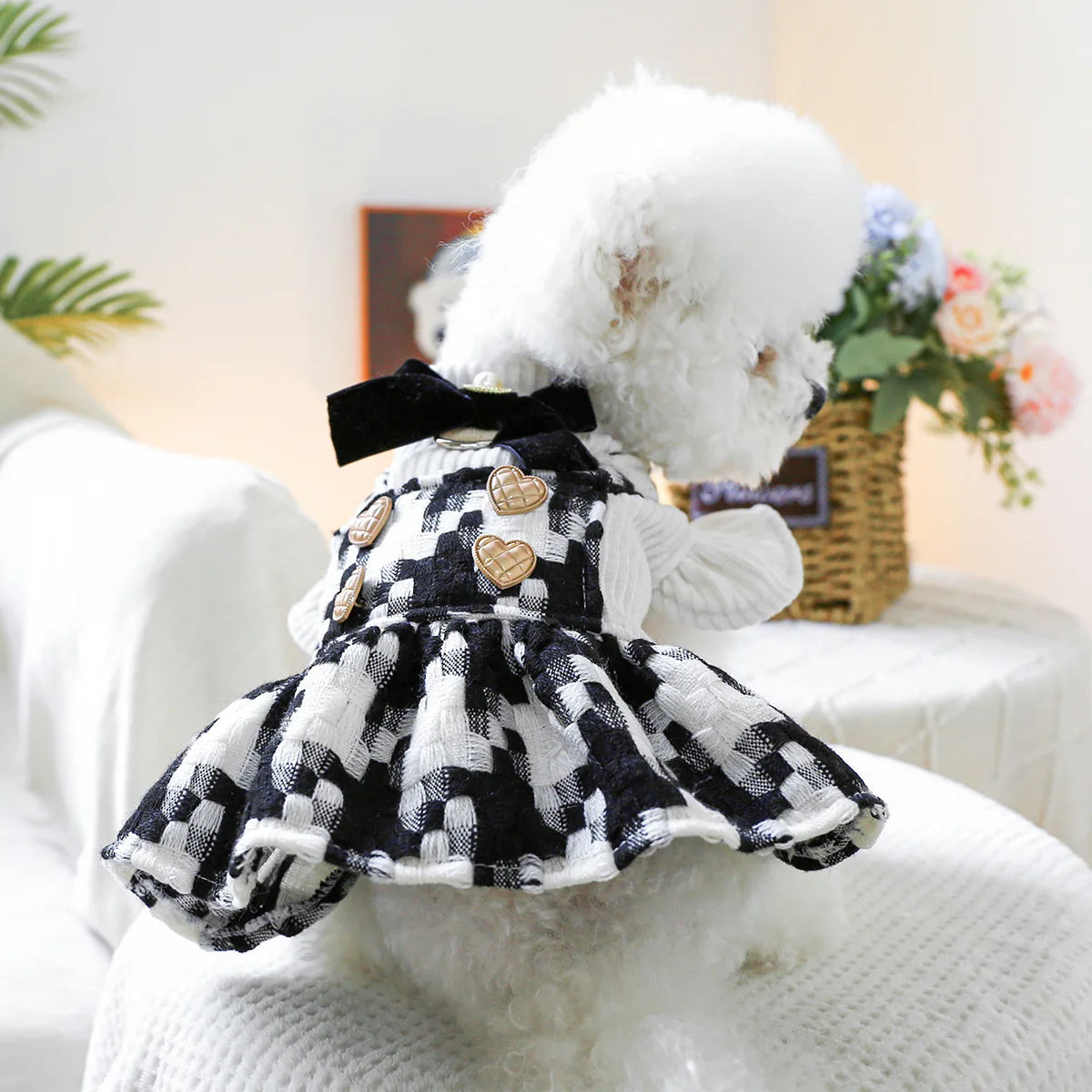 Luxury Black Dog Harness Dresses Clothes For Small Pet Autumn Winter Puppy Maltese Chihuahua Party Uniform Outfit XS XL Products