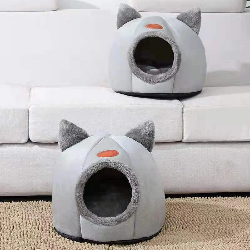 Nueva cama para gatos de invierno con comodidad para dormir profundamente, pequeña colchoneta, cesta para perros pequeños, productos para mascotas, tienda de campaña, cueva acogedora, nido para interiores, cama para gatos