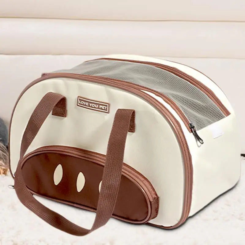 Pet Carrying Bag Pet Dog Carrier Bread-Based Bag Handheld Or Shoulder Sturdy Well-Ventilated Easy Load Bag For Small Medium Cats