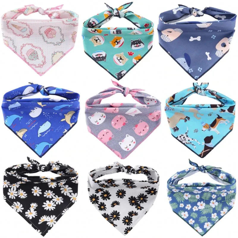 Soft Flower Pattern Pet Dog Triangle Bandana Cat Puppy Kerchief Pet Bibs Dog Accessories Pet Neckerchief Scarf Dog Saliva Towel