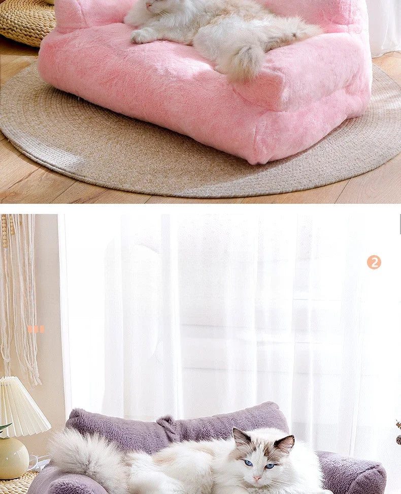 Winter Cat House Plush Dog Sofa Beds Washable Warm Pet Dog Nest Cat Beds Thicken Comfortable Cat Cushion Dog Sleep Cat Furniture