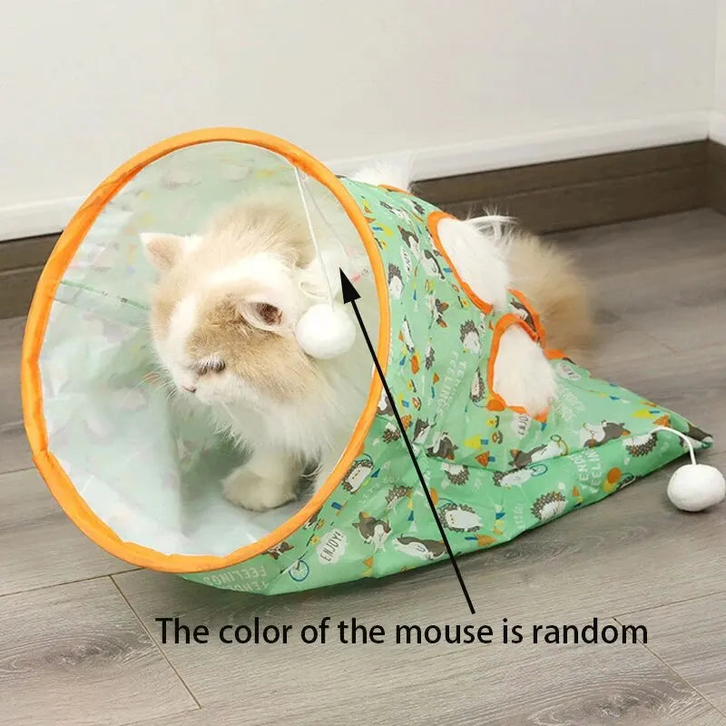 Juguete interactivo con túnel plegable para gatos