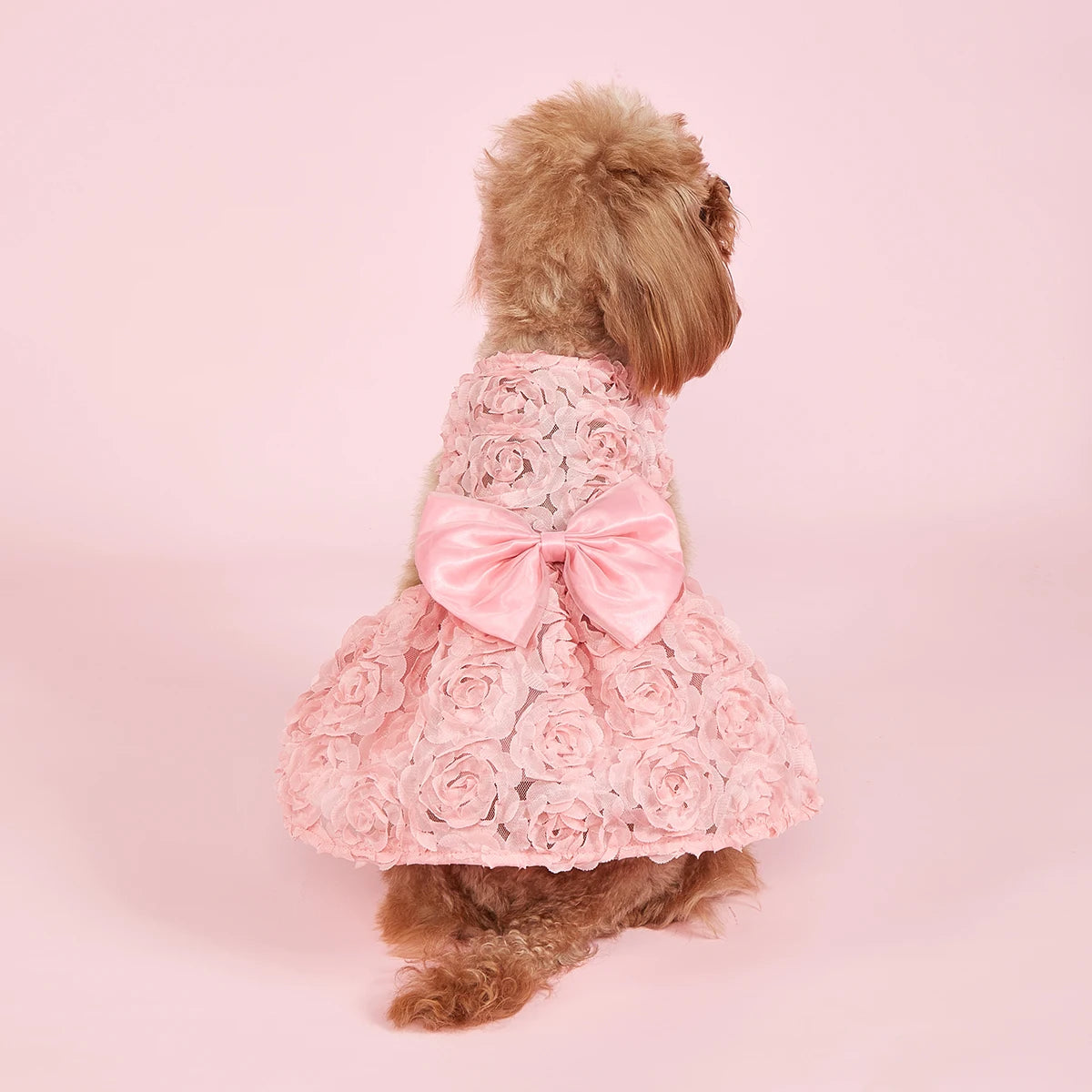 Dog Princess Dress Embroidered Flower Pet Pink Bowknot Princess Clothes Puppy Pet Spring Summer Dresses