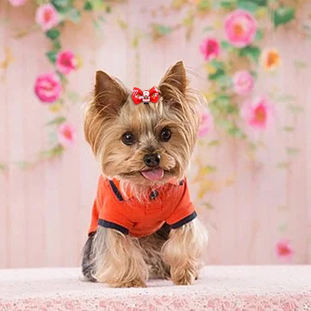 10/20/30Pcs Dog Hair Bows Pet Bows Christmas Grooming Plaid Dogs Bowkont With Rubber Band Small Dogs Party Hoilday Pet Supplies