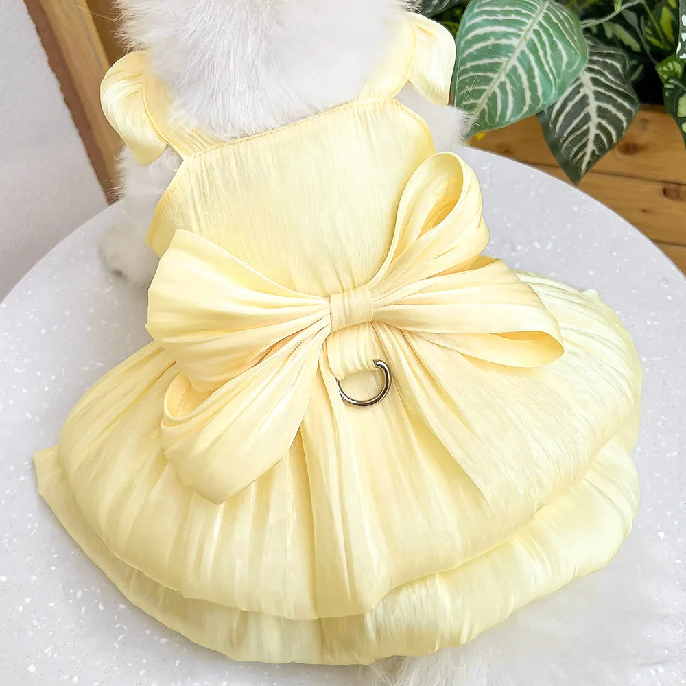 Pet Wedding Dress Dress Bow Skirt Dog Cat Clothing Pull Teddy Bears Spring/Summer Puppy Clothes Dog Clothes for Small Dogs