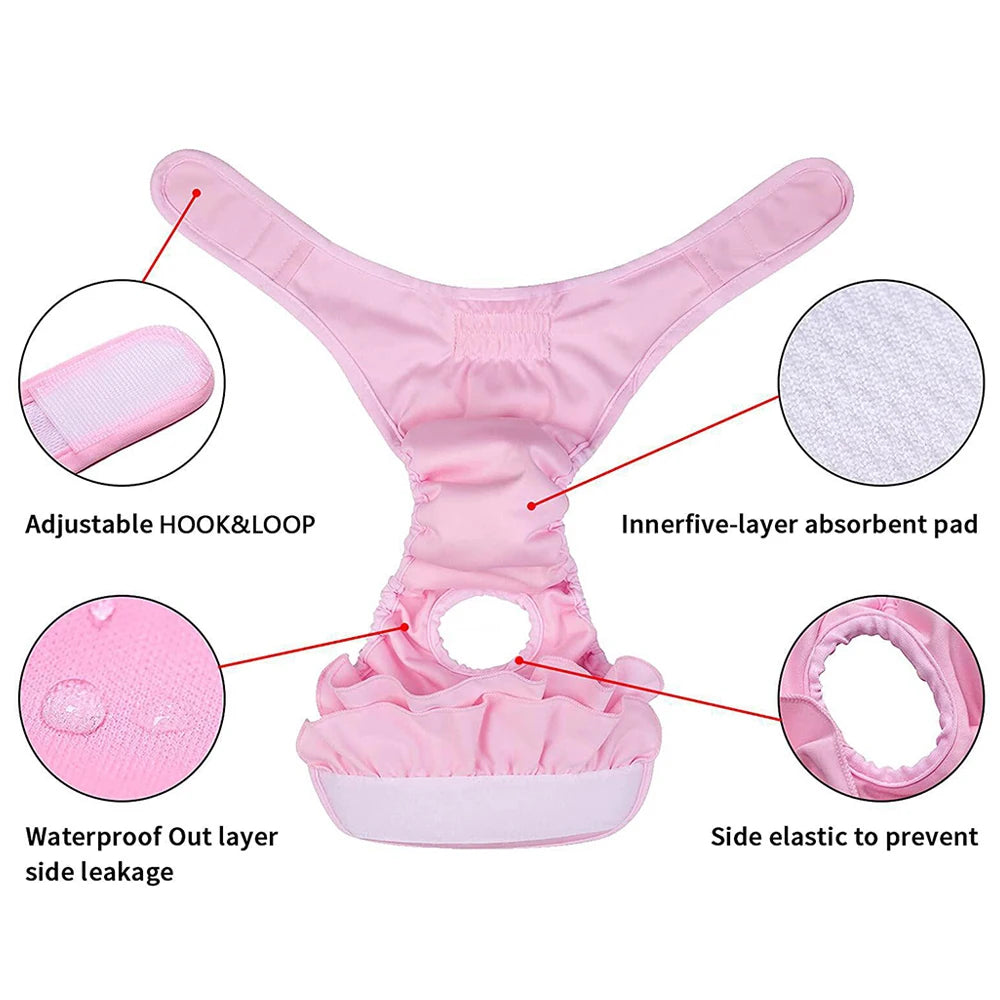 Dog Sanitary Physiological Pants Pet Diaper for Small Large Dogs Cats Washable Menstruation Underwear Pets Protective Trousers