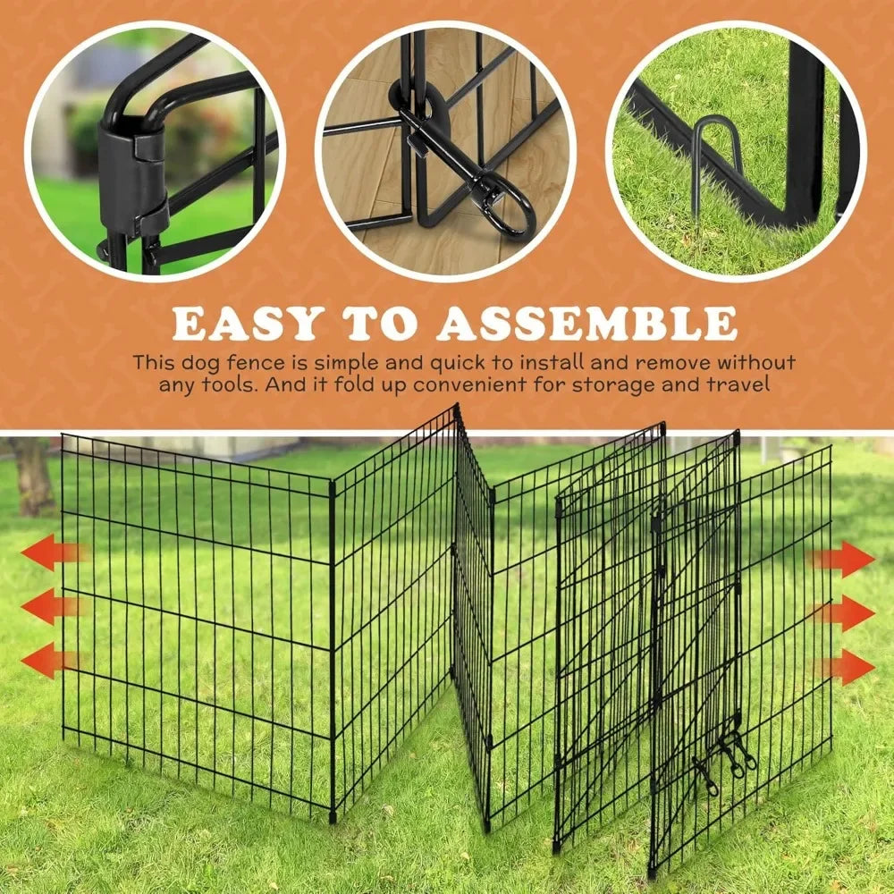 Pet Dog Playpen 24/30/36/42/48 Inch Metal Portable Dog Exercise Pen Indoor Outdoor Folding Yard Puppy Dog Fence for Small Medium