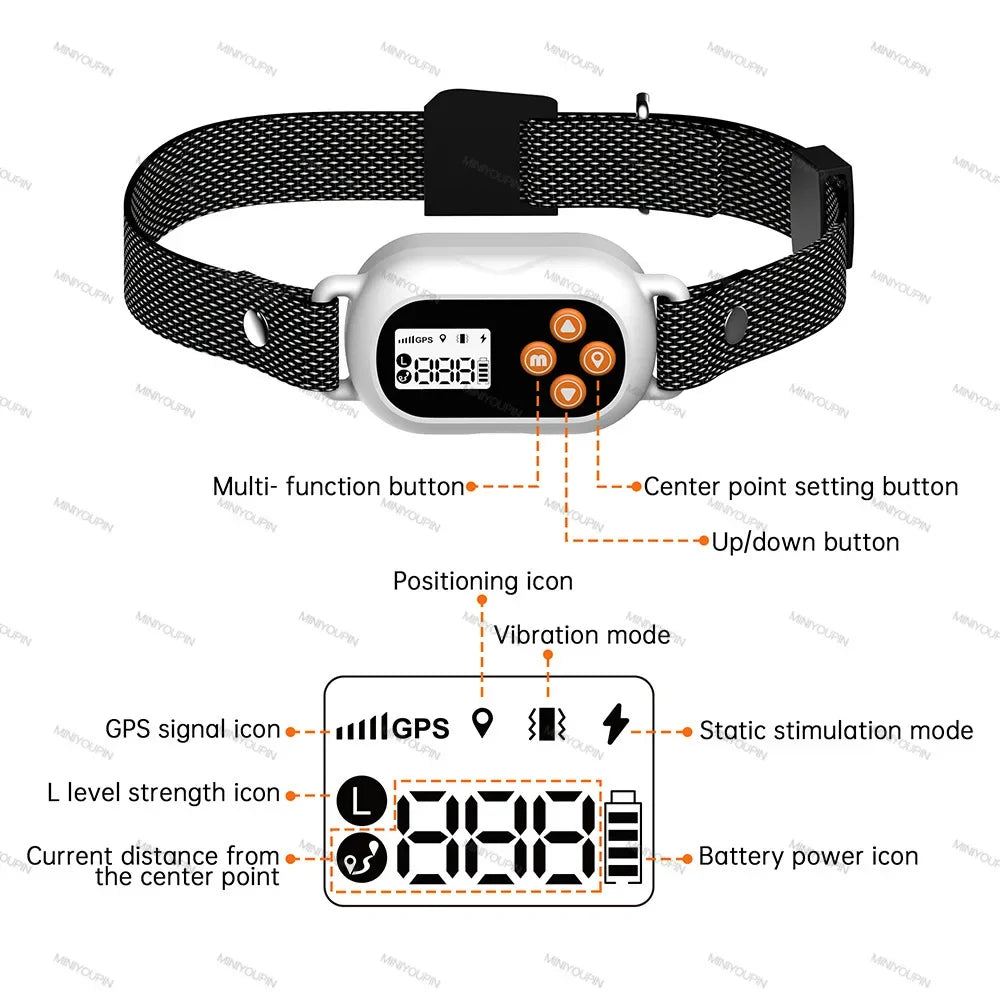 GPS Wireless Dog Fence Invisible Wireless Outdoor Dog Fence System Beep Vibrations Shock Collar Smart regulation for dog safety