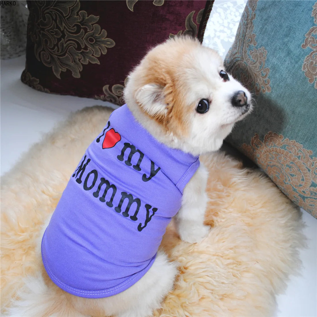 T-shirt d'été imprimé mignon pour animaux de compagnie, vêtements pour chiots, chiens, chats, gilet en coton, vêtements pour carlins, costumes pour chiens, vêtements pour petits chiens