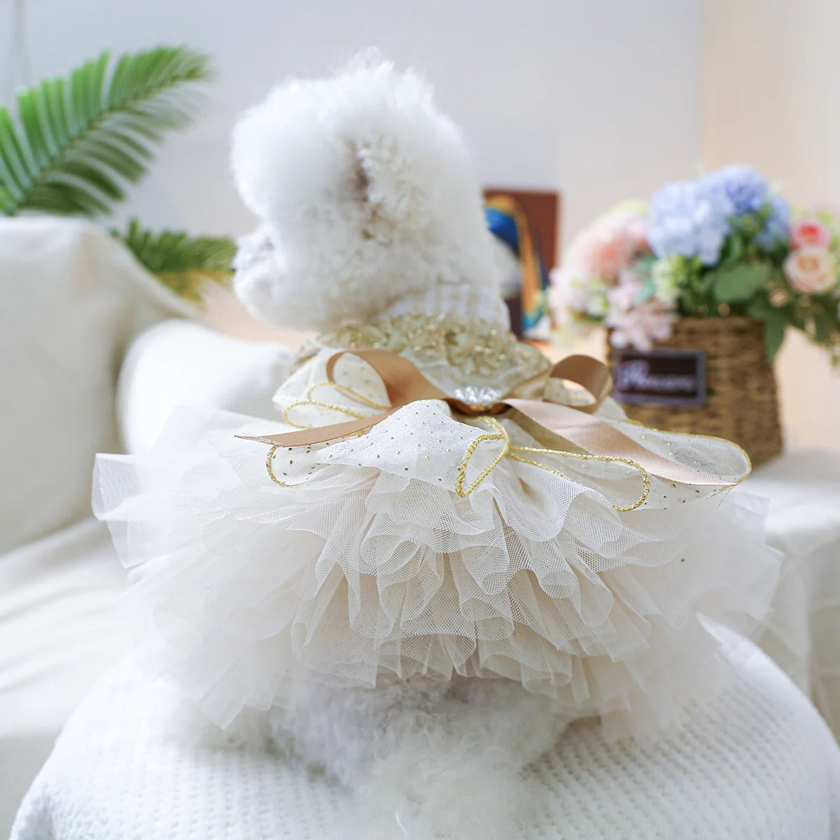 1PC Pet Clothing Spring and Autumn Dream Starry Wedding Dress Princess Dress Suitable for Small and Medium sized Dogs