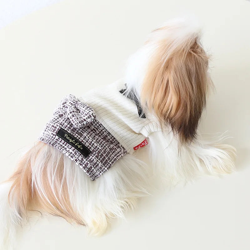 Pet Autumn and Winter Knitted Patchwork Coarse Woolen Dress New Woolen Dress Dog and Cat Clothing Puppy Clothes for Small Dogs