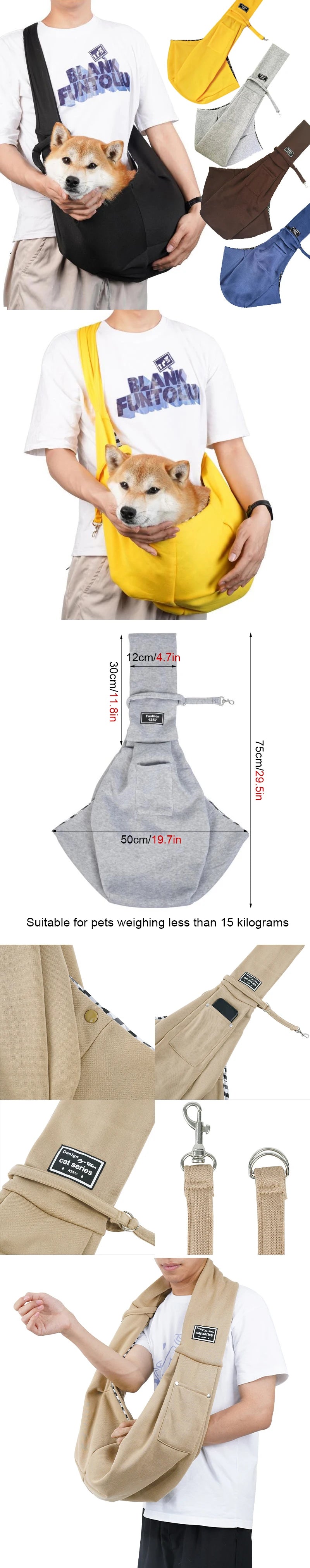 Pet Crossbody Shoulder Bag Outdoor Travel Portable Cat Puppy Sling Bag Cotton Comfortable Tote Pet Carrying Supplies