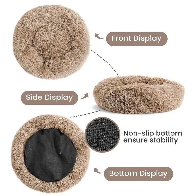 Cat Beds Washable Soft Pet Kennel Winter Thickened Warm Donut Round Pet Plush Nest Comfortable Sleeping Cat Bed Supplies