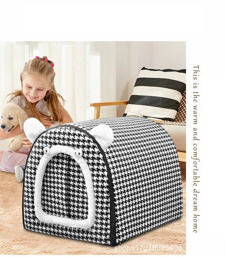 Dog Winter House Cold Weather Dog House With Flexible Fabric Door Cozy Puppy Bed House Detachable Washable For Medium Dog