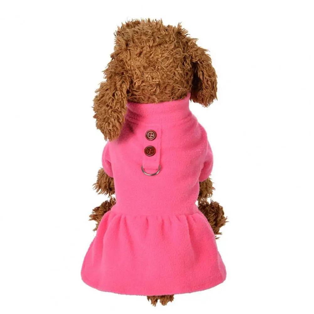 Pet Pullover Dress Fashionable Winter Pet Dress with Traction Ring for Dogs Cats Warm Plush Skirt for Small to Medium Breeds