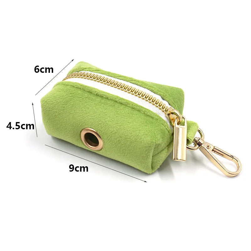 Velvet Dog Poop Bag Holder Leash Attachment Protable Dog Cat Waste Bag Dispenser Outdoor For Dog Cat Pets Garbage Bags Organizer