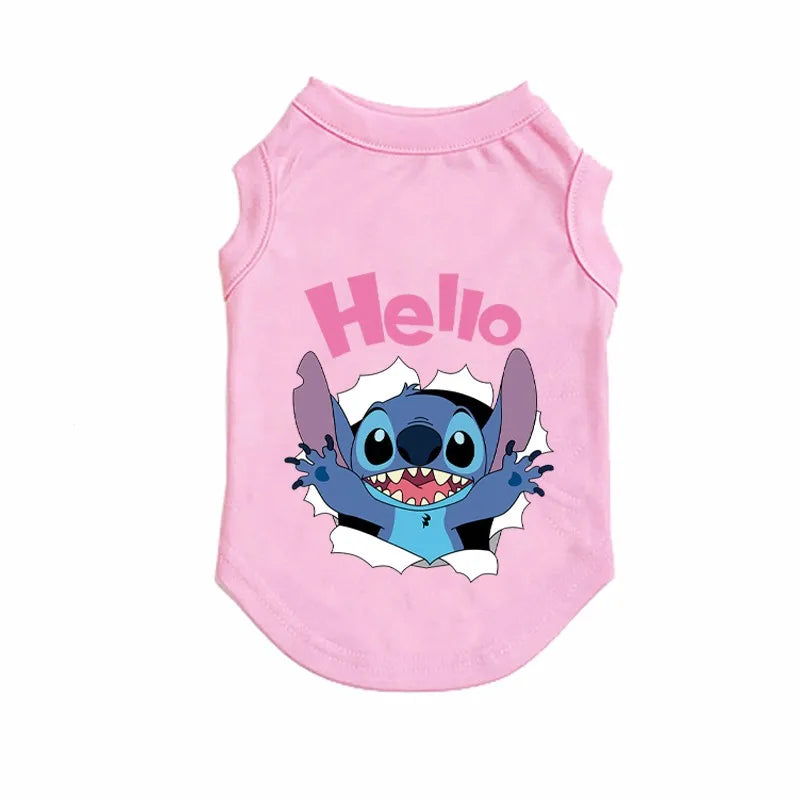 Disney Summer Pet Dog Vest Cute Stitch Cotton Dogs Clothes Breathable Puppy For Small Medium Dogs Clothing French Bulldog Perro