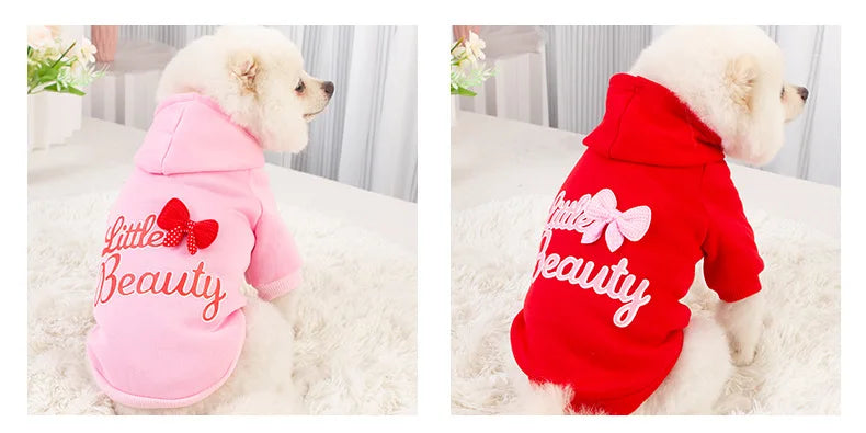 Dog Hoodie with Hat Girl Dog Sweatshirt with Leash Hole Spring Winter Doggie Clothes Puppy Dog Coat Pet Apparel for Small Dogs