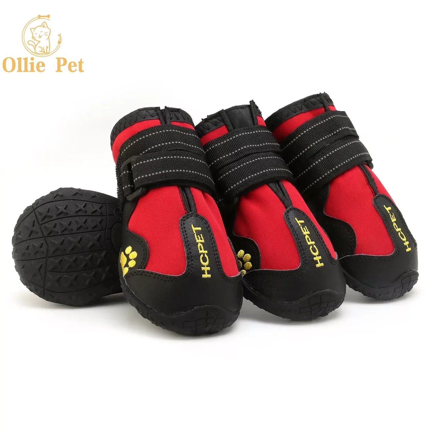 Dog Shoes Waterproof Anti-Slip Rain Boots Warm Snow Reflective for Small Large Pet Sports Training Protect Pet Feet 4pcs