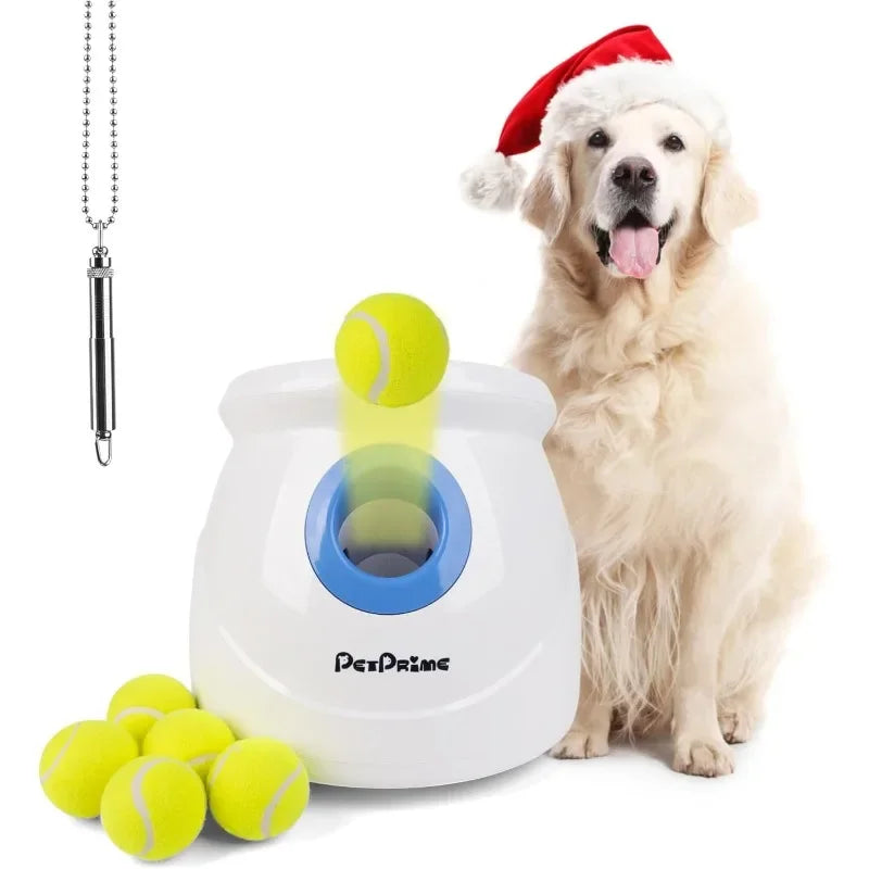 Automatic Ball Launcher for Large Dogs,with 6pcs Tennis Balls(2.5'') Dog Ball Thrower Machine for Pet Indoor/Outdoor Interactive