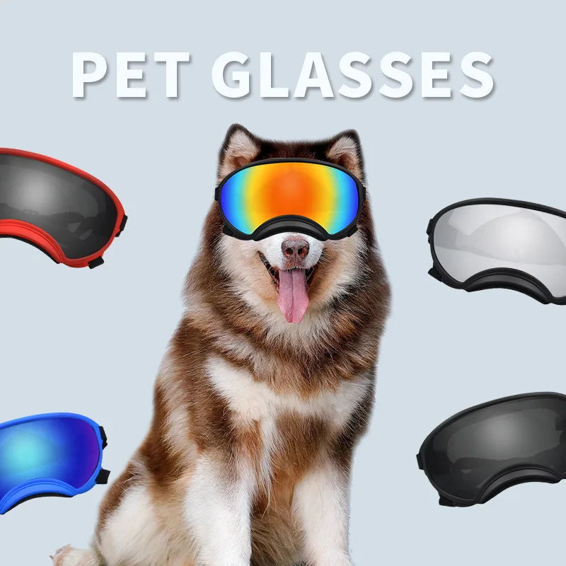 Gafas para perros y mascotas, gafas de sol deportivas de moda para exteriores para perros, correa ajustable para viajes, esquí y gafas antivaho para mascotas