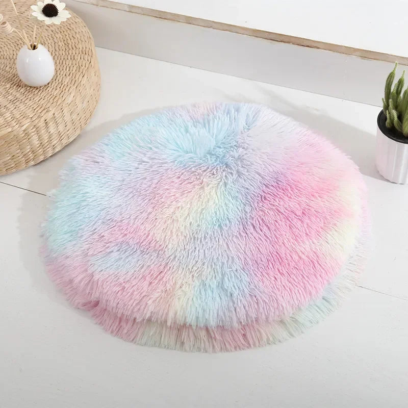 Plush Cat Bed Mats Round Pet Bed for Cats Small Dogs Soft Fleece Pet Sleeping Mat Kitten Puppy Nest Pet Cushion Cat Accessories