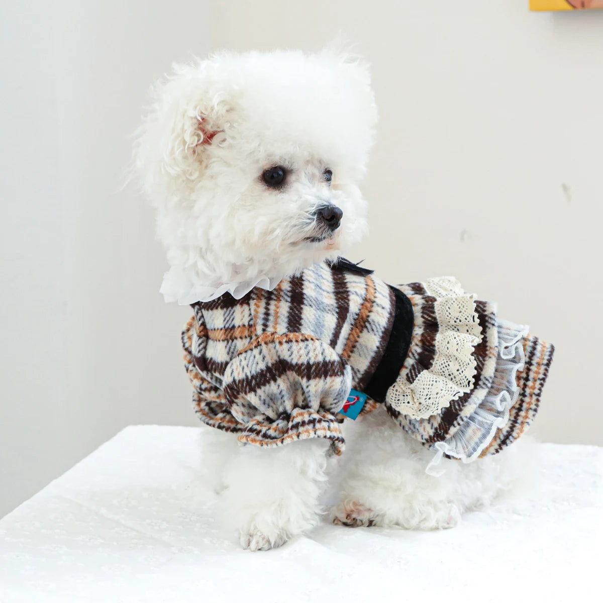 1PC Pet Clothing Spring and Autumn Maillard Dress Wedding Princess Dress Suitable for Small and Medium sized Dogs