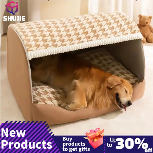 Autumn and Winter Dog Thousand Birds Grid Drawer Dog Kennel Large Dog Large Dog Kennel Deep Sleep Cat Kennel Pet Kennel