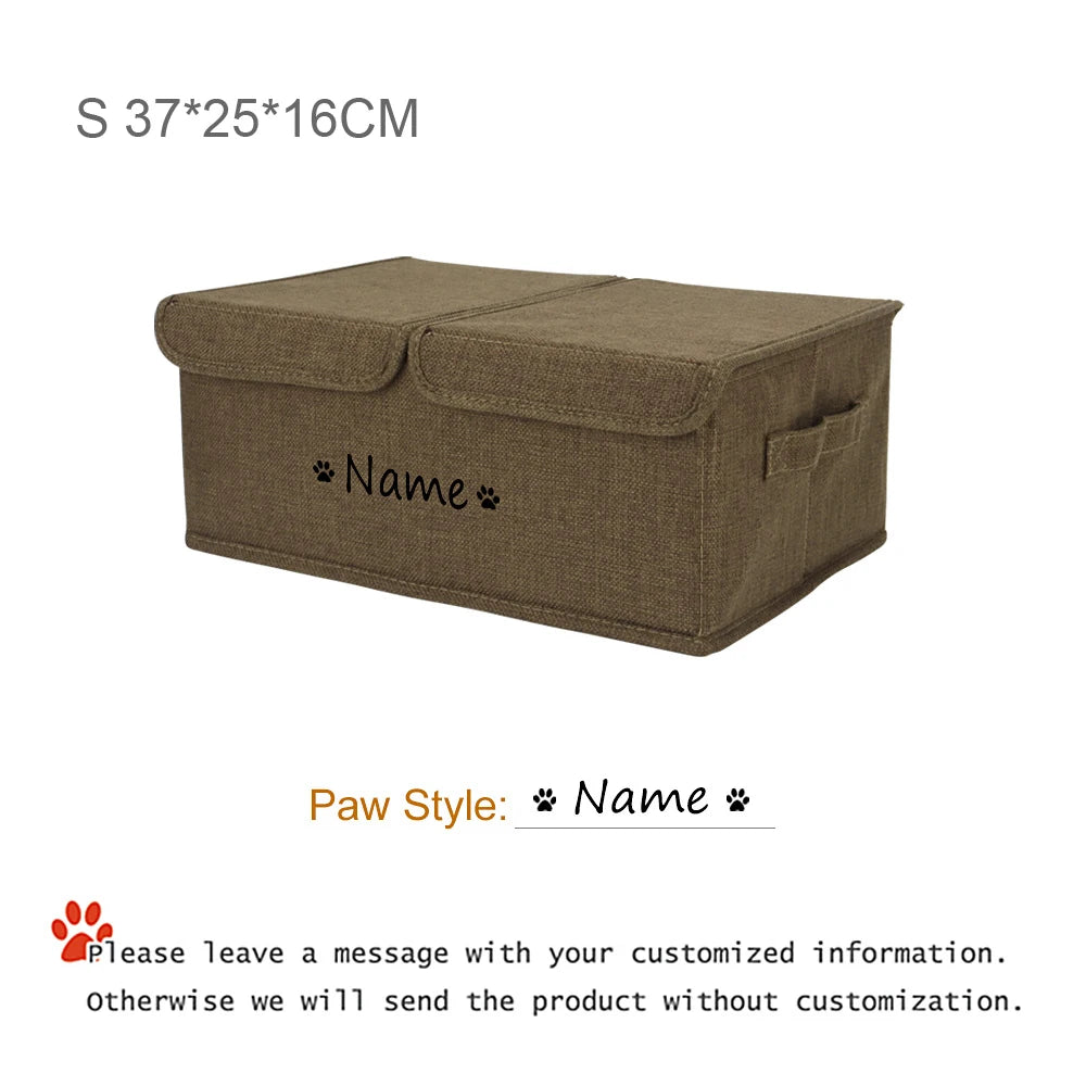 Custom Dog Pet Toy Box Personalised Name Dog Accessory Storage Bin with Lid Cat Pet Organizer Storage Basket For Toys Blanke