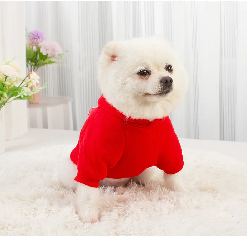 Dog Hoodie with Hat Girl Dog Sweatshirt with Leash Hole Spring Winter Doggie Clothes Puppy Dog Coat Pet Apparel for Small Dogs