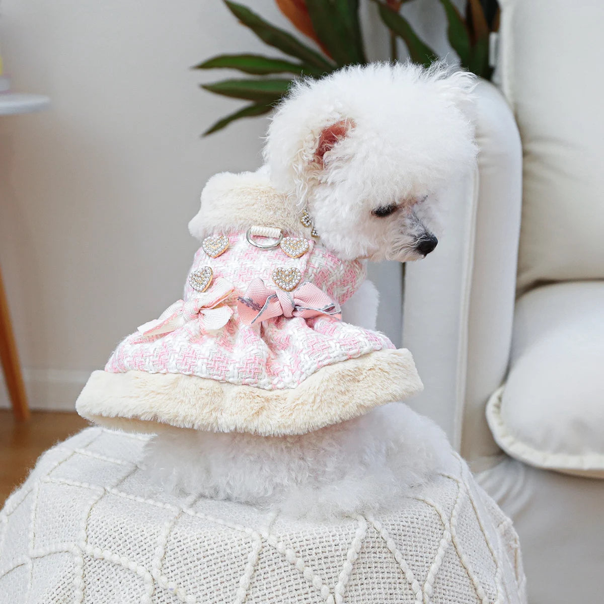 1PC Pet Clothing Dog Cat Autumn/Winter Thick Butterfly Pink Princess Dress Suitable for Small and Medium sized Dogs