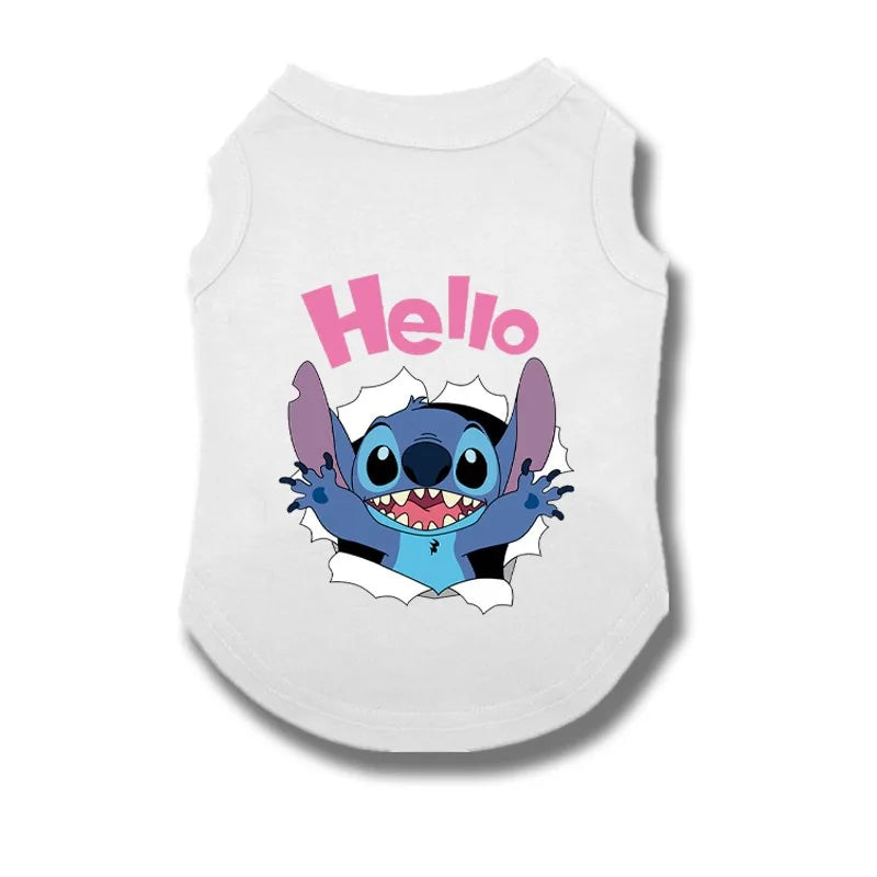 Disney Summer Pet Dog Vest Cute Stitch Cotton Dogs Clothes Breathable Puppy For Small Medium Dogs Clothing French Bulldog Perro