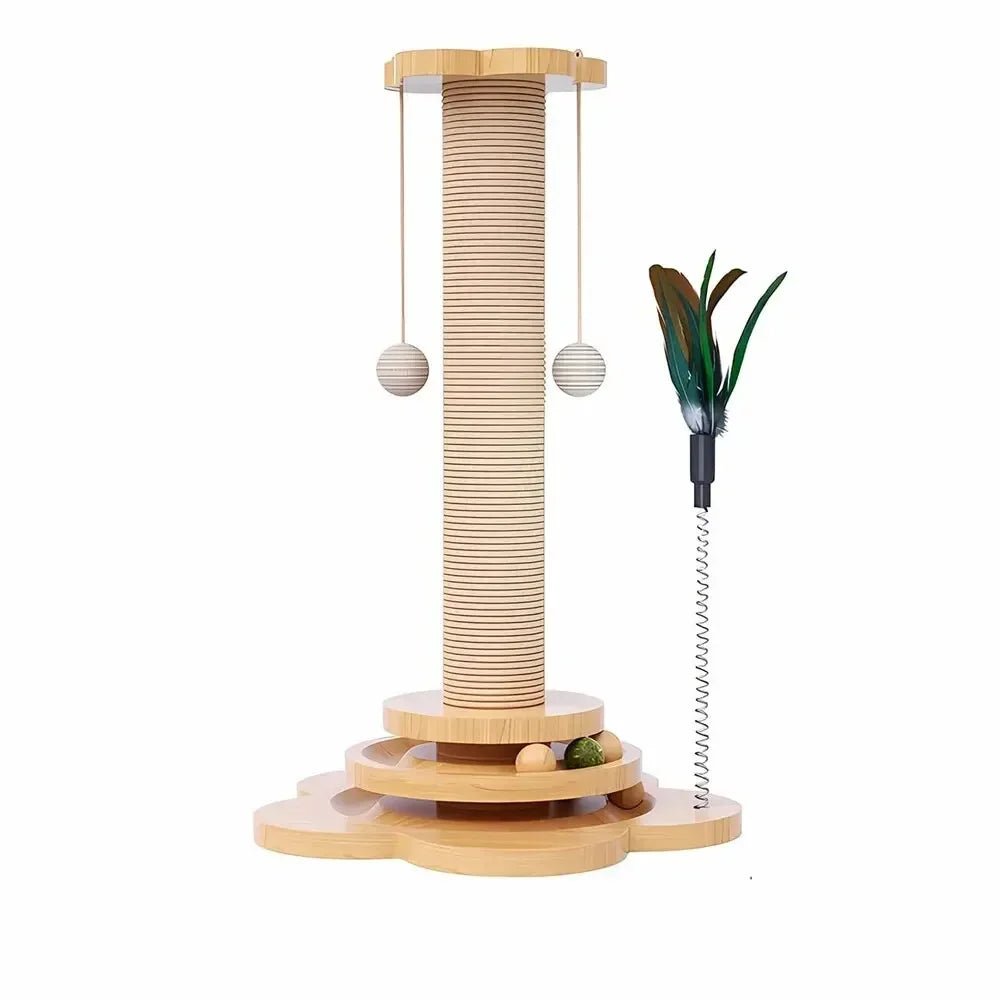 Juguete para gatos, rascador para gatos, plato giratorio para gatos, divertido palo para gatos, bolas, tablero rascador de sisal duradero, suministros para gatos, columna de agarre para gatos