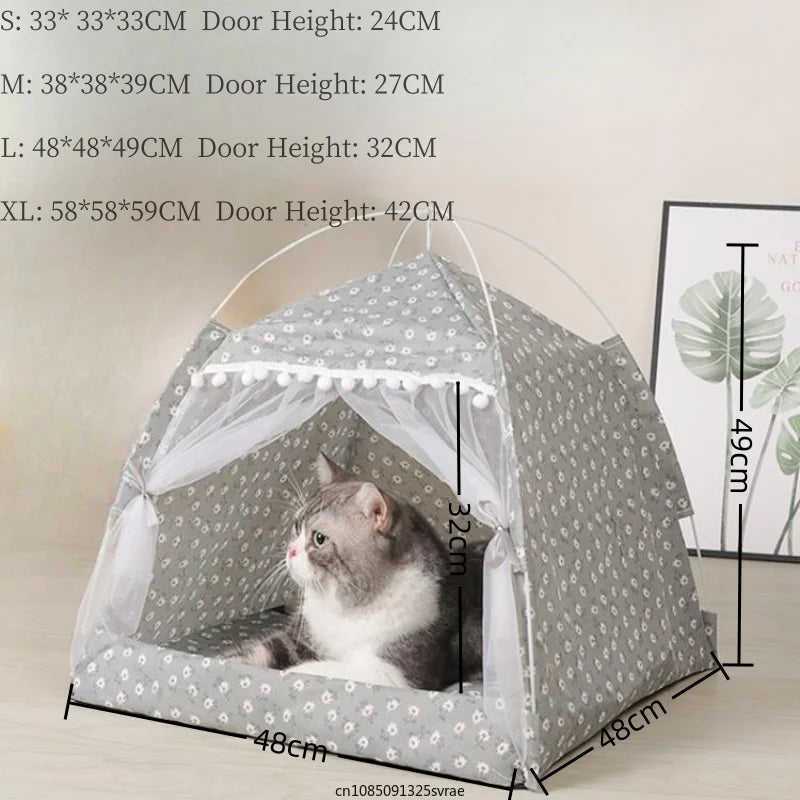 Cat Tent Bed Pet Cat House Closed Cozy Puppy Cage with Floors Pet Dog House Calming Cat Beds Puppy Kennel Tents Pet Supplies