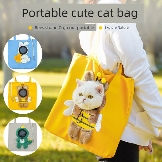 Cat Outing Carry Bag Cat Bag Cat Canvas Satchel Shoulder Bag Cat Bag Exposed Cat Dog out Handy Gadget