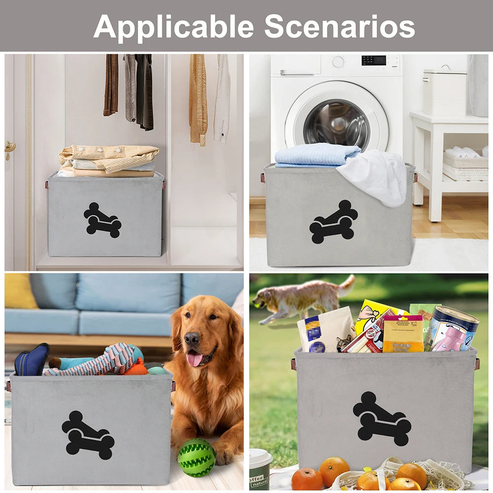 Cesta de almacenamiento de juguetes para perros de gran capacidad, cesta organizadora para cachorros, juguetes, ropa, accesorios, suministros para mascotas al aire libre