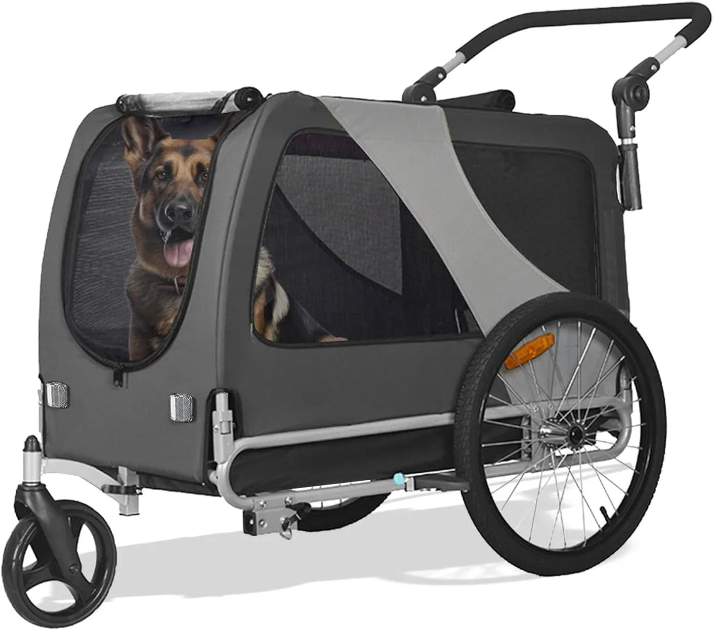 Premium Large/XL Pet Bike Trailer & Stroller for Large Sized Dog or Multiple Small Dogs,Low Center of Gravity Easy Folding Frame