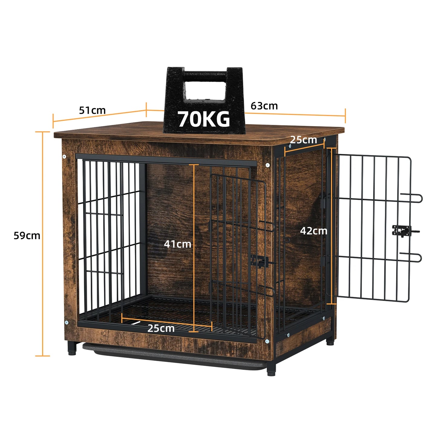 Spacious Dog Cage Furniture End Table Pet Kennel Crate Indoor Wooden Furniture Brown Medium and Large Animal Cage